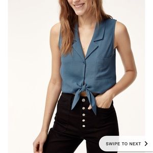 Size s - Aritzia tie front blouse in blue